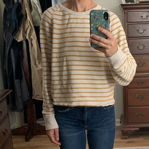 Madewell Yellow and Cream Striped Sweatshirt